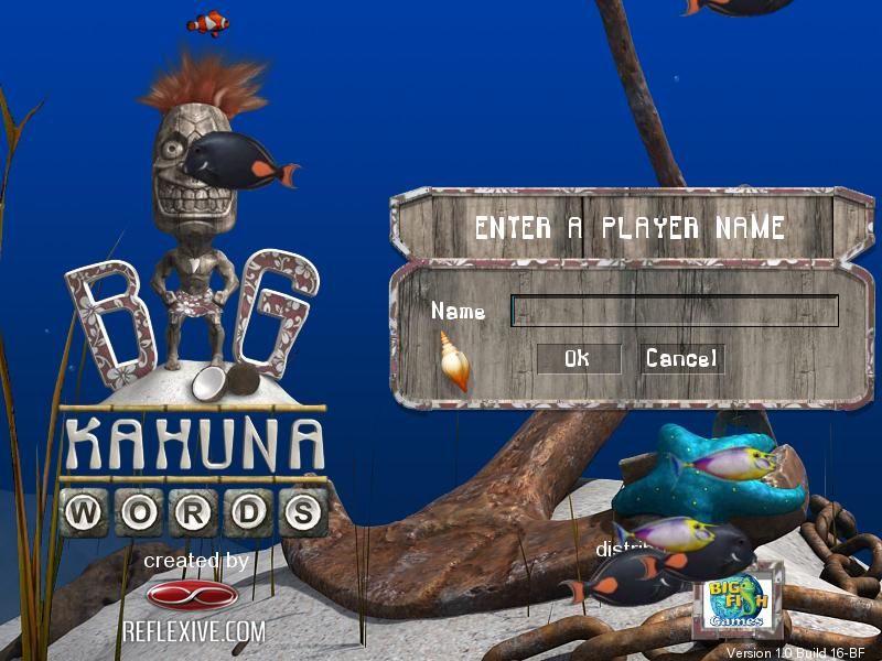 Big Kahuna Words (Windows) screenshot: Enter your name.