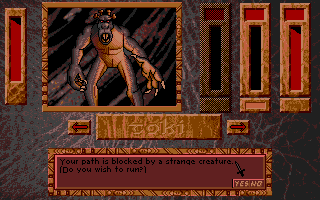 Heimdall (DOS) screenshot: In your adventures you will meet strange monsters...they usually guard valuable items