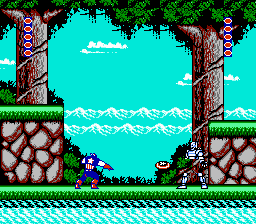 Captain America and the Avengers (NES) screenshot: I'm throwing my shield at Ultron