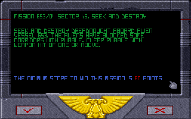Space Crusade (DOS) screenshot: Mission overview