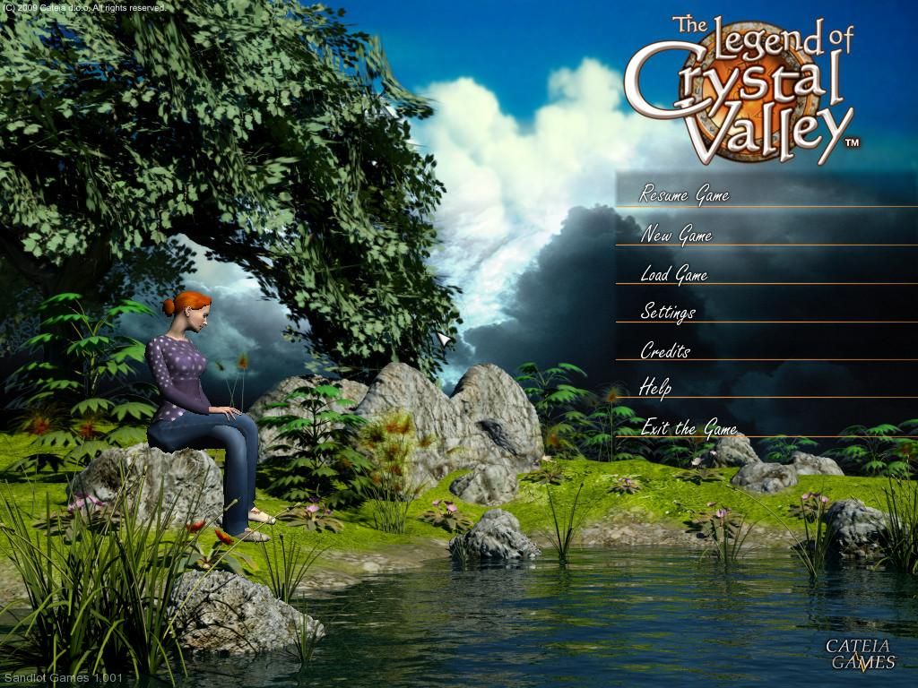 The Legend of Crystal Valley (Windows) screenshot: Title screen and main menu