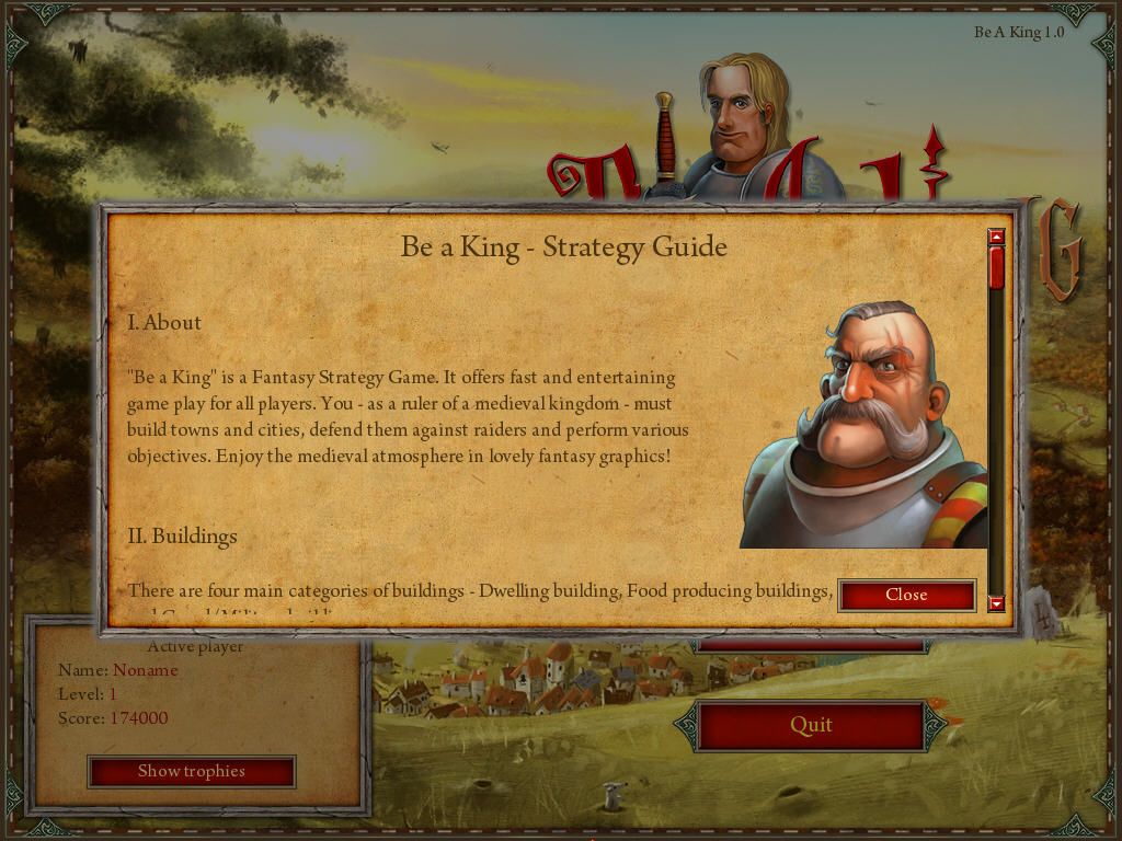 Be a King (Windows) screenshot: Strategy Guide.