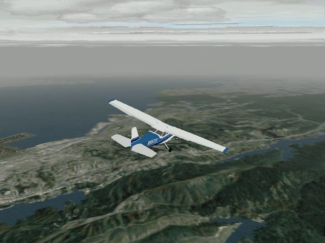 Pro Pilot '99 (Windows) screenshot: Aloft in the Cessna. 3dfx-acceleration.