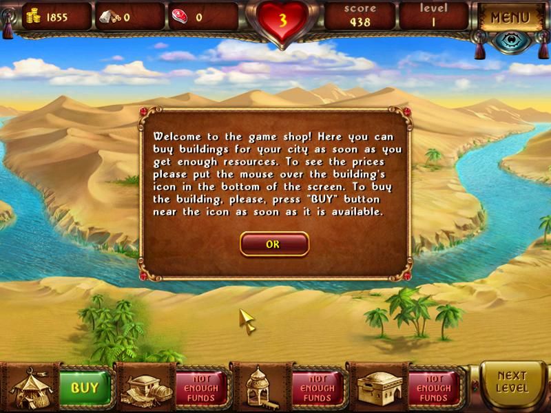 Cradle of Persia (Windows) screenshot: This is where you purchase buildings for your village/city.