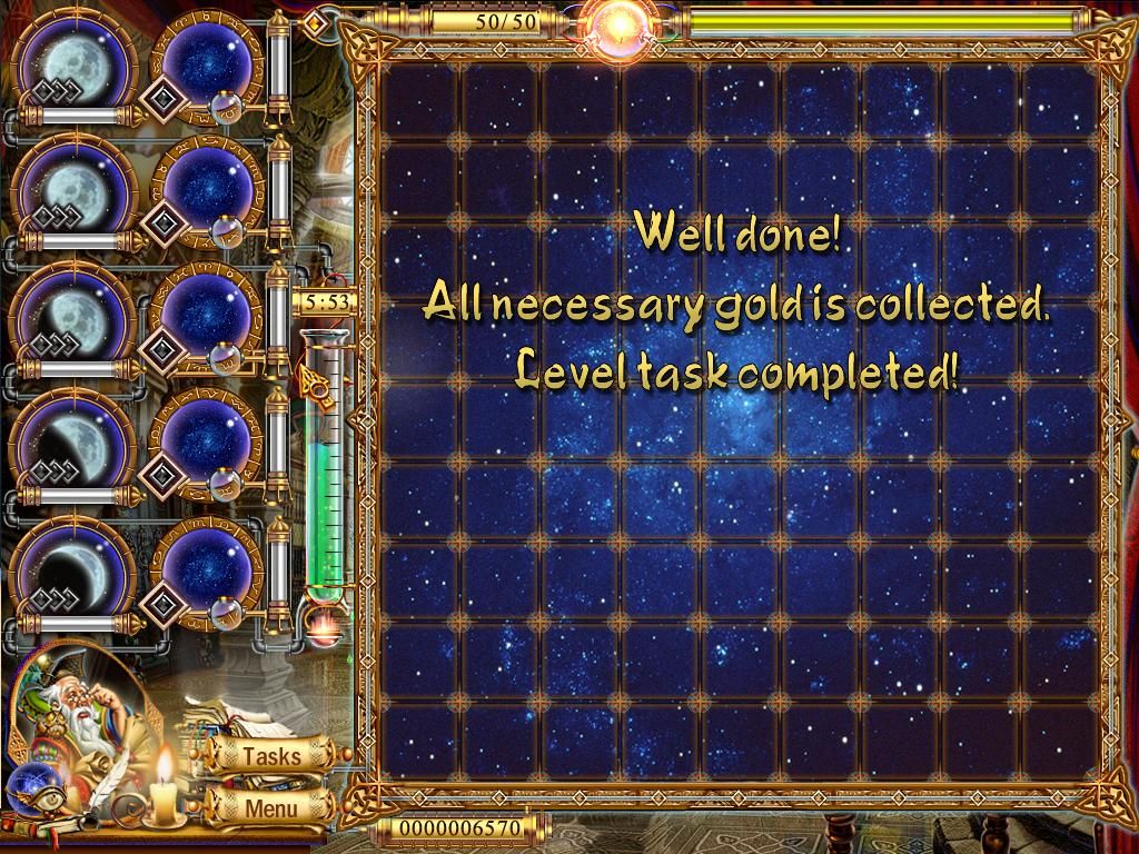 Alchemist's Apprentice (Windows) screenshot: I collected all the gold to complete the level.