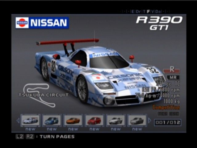 Enthusia: Professional Racing (PlayStation 2) screenshot: For fast racing tracks you might wanna pick fast racing cars