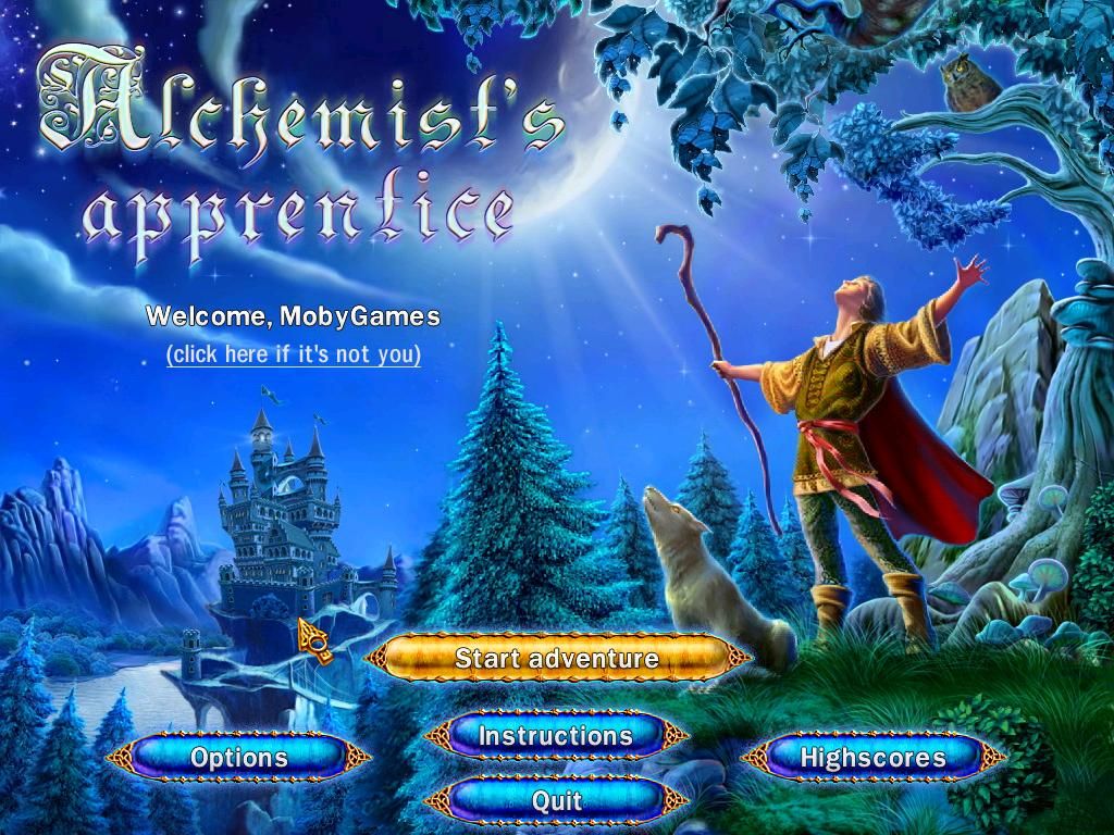 Alchemist's Apprentice (Windows) screenshot: Title screen and main menu