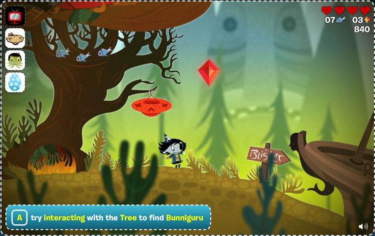 Scarygirl (Browser) screenshot: Outside, the game zooms out more.