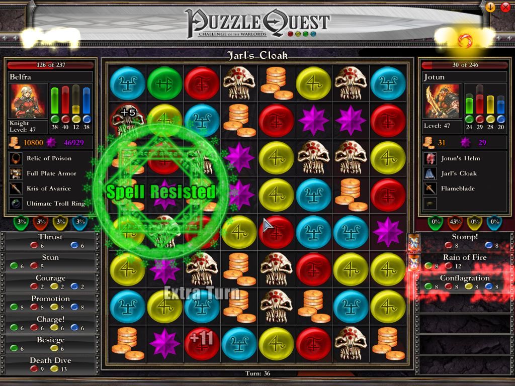 Puzzle Quest: Challenge of the Warlords (Windows) screenshot: Haha, I canceled your spell!