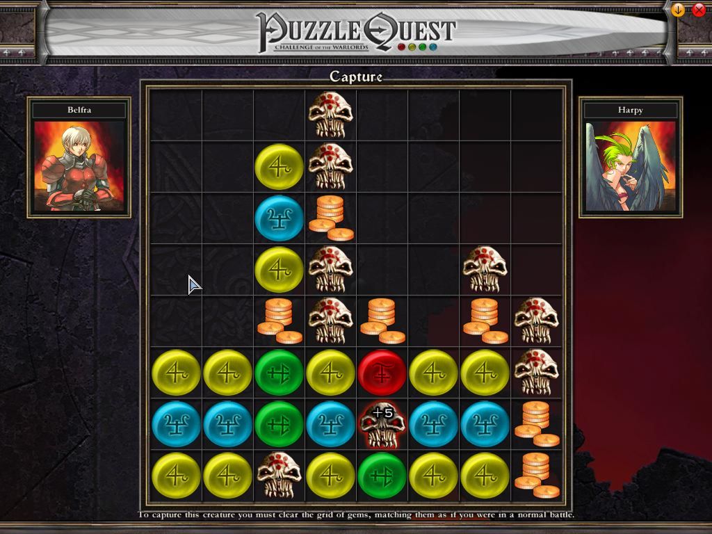 Puzzle Quest: Challenge of the Warlords (Windows) screenshot: Capturing a creature.