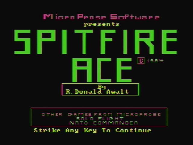 Spitfire Ace (PC Booter) screenshot: Title Screen