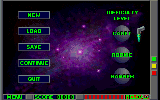 Space Pirates (DOS) screenshot: Menu