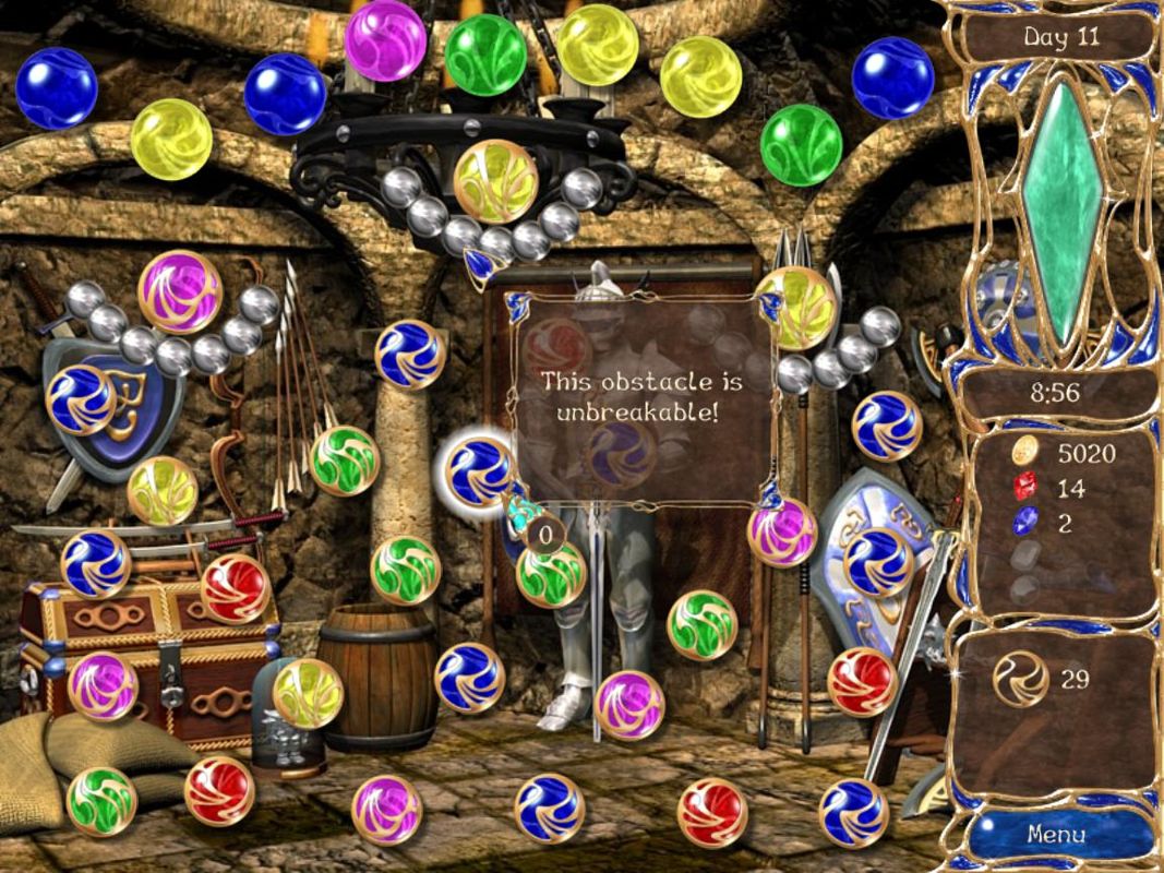 Dreamsdwell Stories (Windows) screenshot: The steel spheres cannot be destroyed and must be worked around.