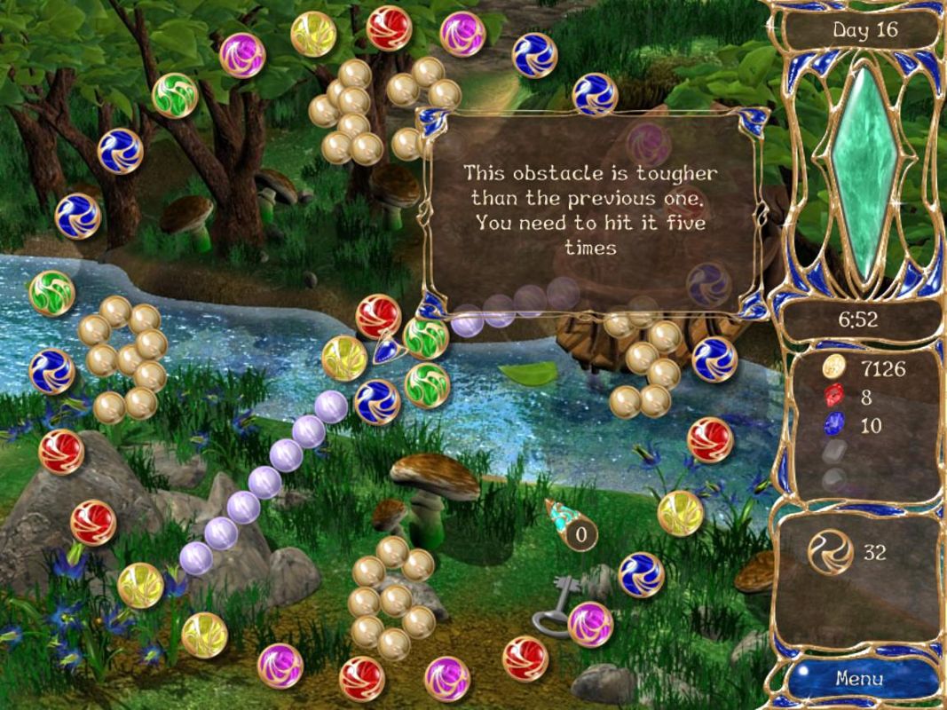 Dreamsdwell Stories (Windows) screenshot: The pearl spheres are harder to destroy. You must make more matches next to them to break them.