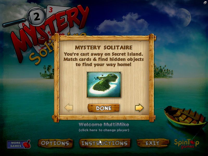 Mystery Solitaire: Secret Island (Windows) screenshot: Storyline
