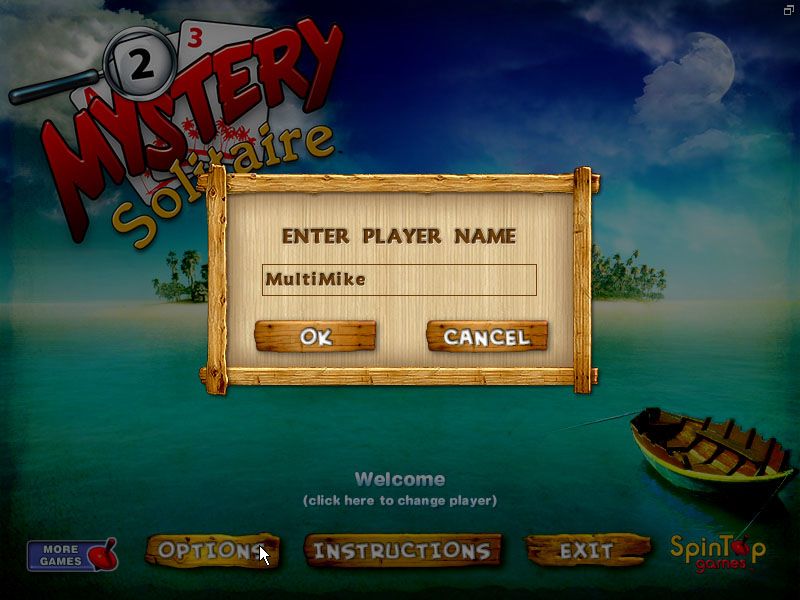 Mystery Solitaire: Secret Island (Windows) screenshot: Name entry