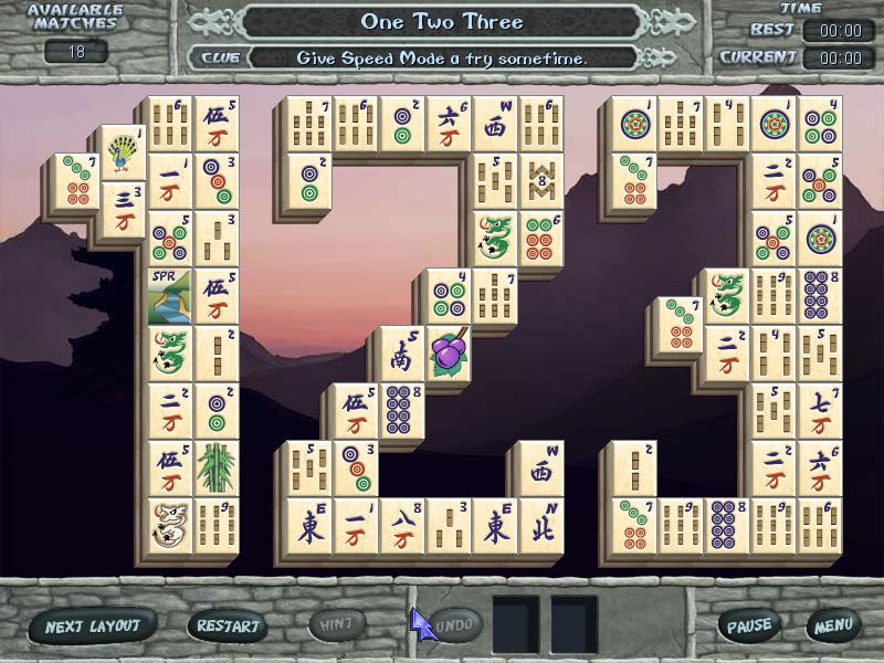 Mah Jong Quest (Windows) screenshot: Mahjongg puzzle mode