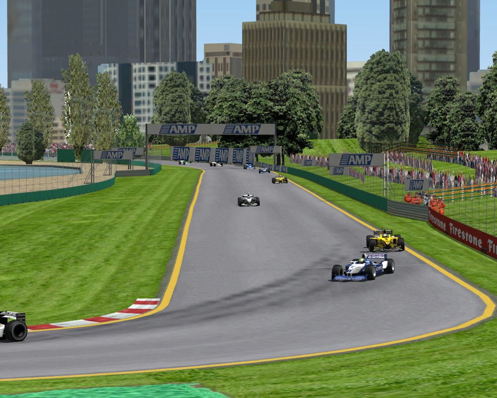 Grand Prix 4 (Windows) screenshot: Racing in Melbourne.