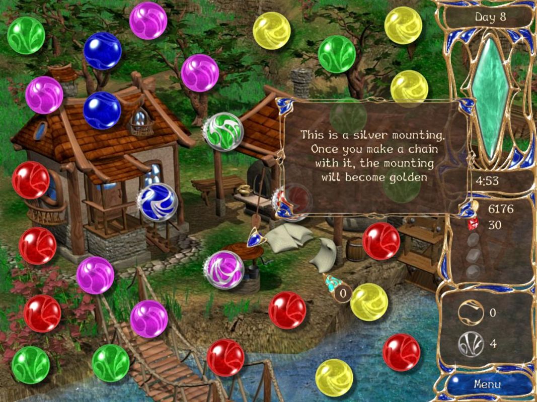 Dreamsdwell Stories (Windows) screenshot: The silver mountings must be matched to collect them then match the sphere again to collect the gold mounting.