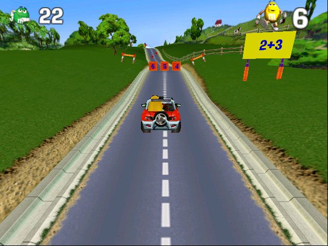 M&M's: The Lost Formulas (Windows) screenshot: Math formula on side of road