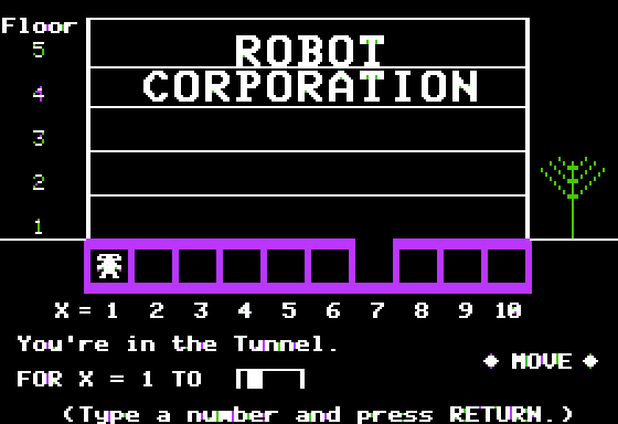FOR your NEXT Adventure (Apple II) screenshot: Infiltrating Robot Corporation