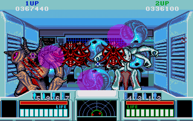 Space Gun (Amiga) screenshot: Mission 6 Boss