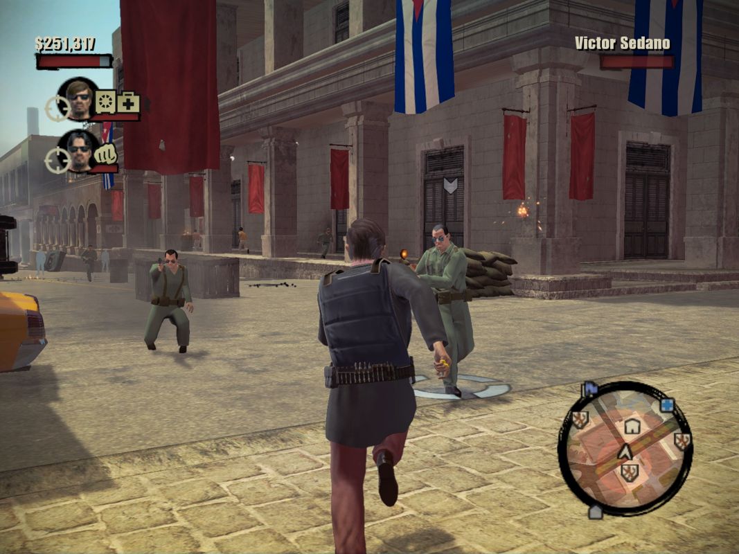The Godfather II (Windows) screenshot: The new Cuban regime isn't very friendly which l can understand considering I tried to kill Fidel.