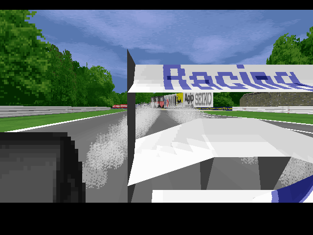 Grand Prix II (DOS) screenshot: Smoke from back tires.