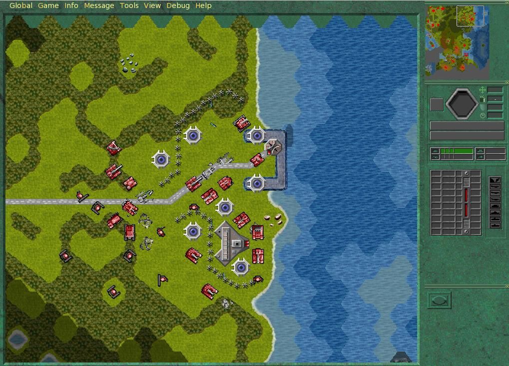 Advanced Strategic Command (Windows) screenshot: Our glorious troops have captured an enemy bastion by the sea.