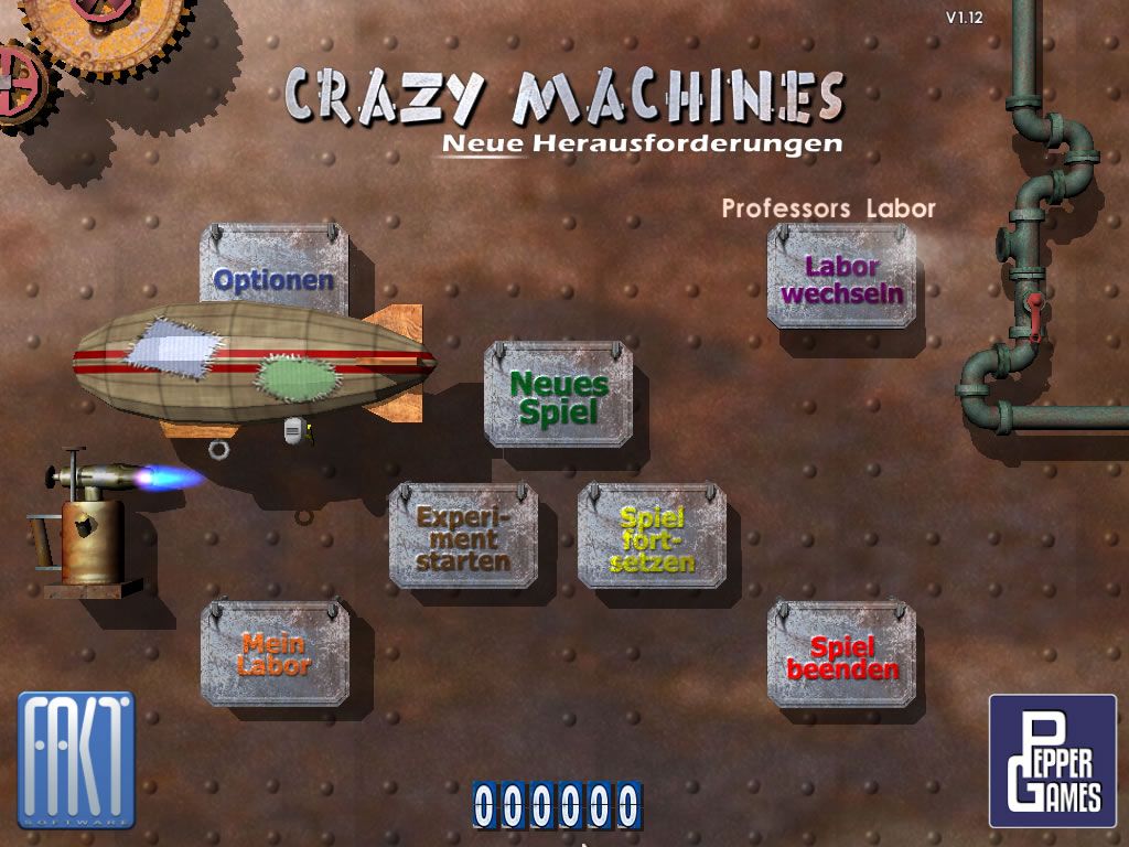 Crazy Machines: Neue Herausforderungen (Windows) screenshot: Main Menu