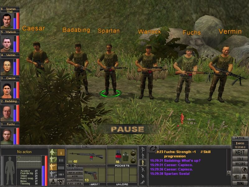 7.62 (Windows) screenshot: You can only have six mercenaries in you squad at any given time.