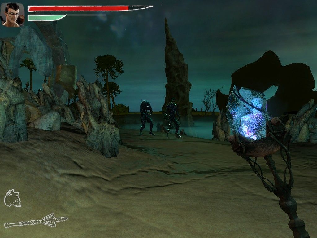 Zeno Clash (Windows) screenshot: Close to the end of the world, it takes a special weapon to take out opponents.