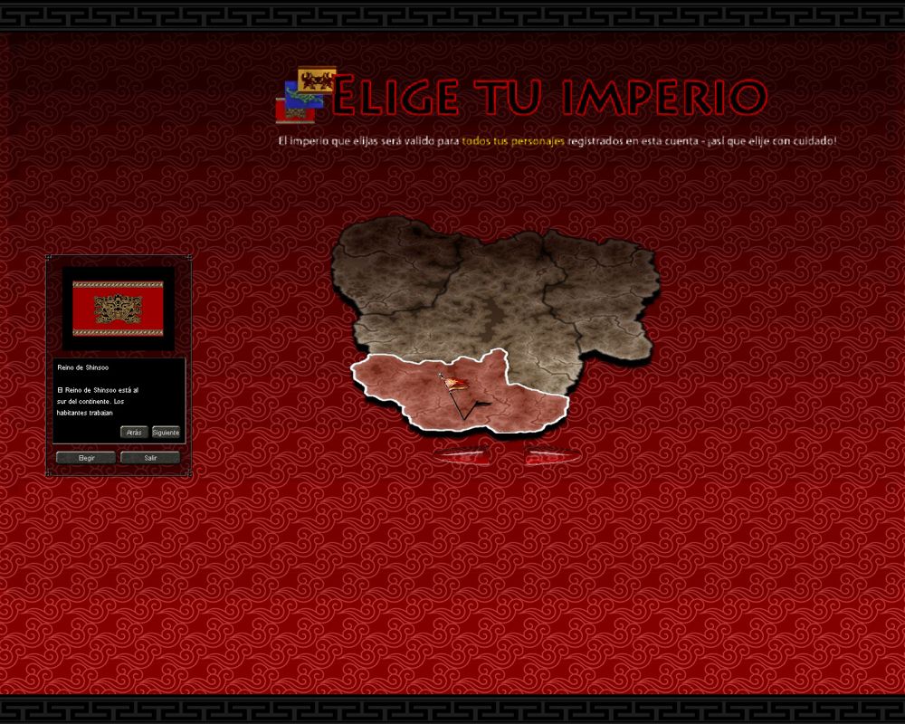 Metin2 (Windows) screenshot: Empire selection screen