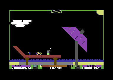 Space Taxi (Commodore 64) screenshot: One of the easier levels