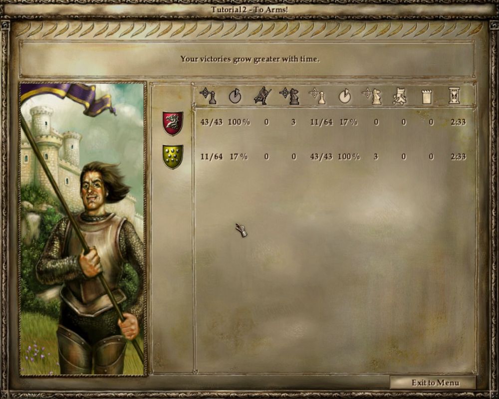 Lords of the Realm III (Windows) screenshot: Victory in Battle Screen