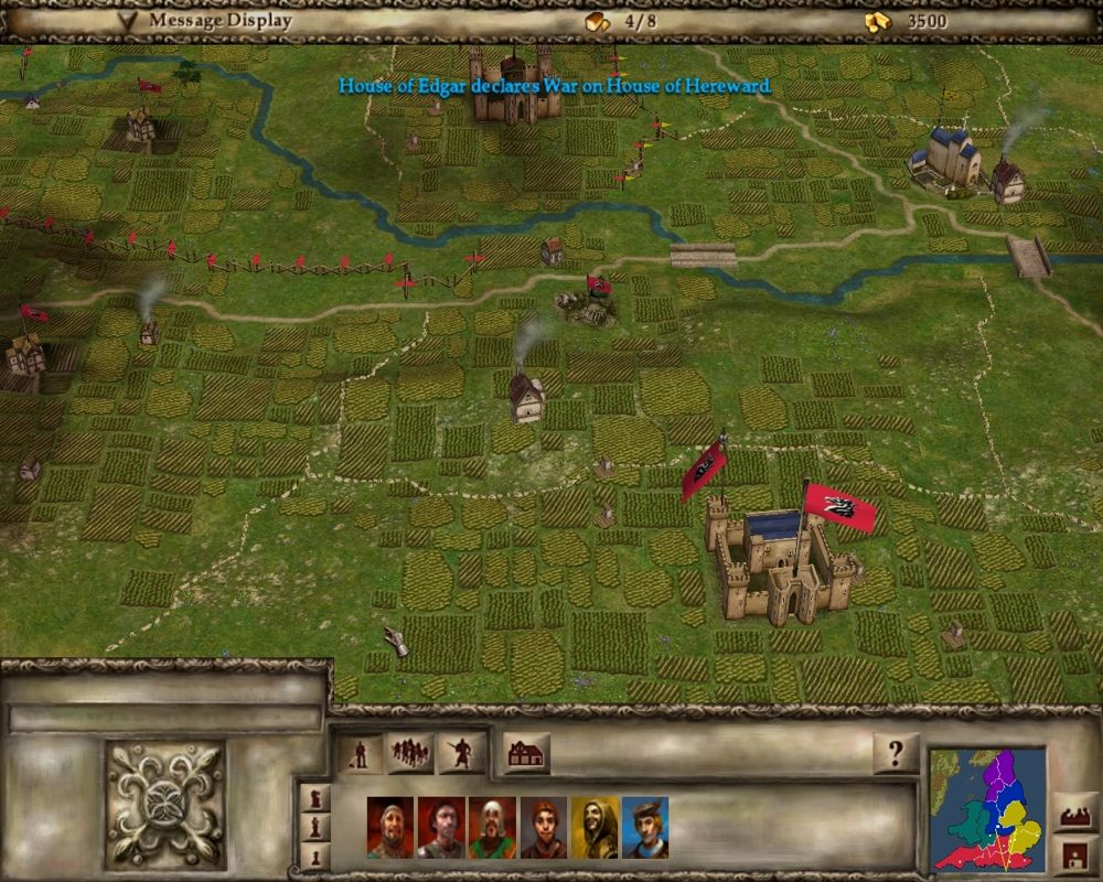 Lords of the Realm III (Windows) screenshot: AIs fight against each others. This give us some time