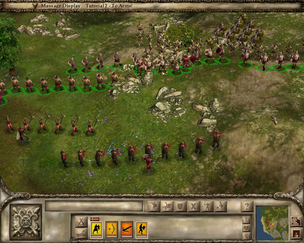 Lords of the Realm III (Windows) screenshot: Our first battle on the tutorial, it looks so easy