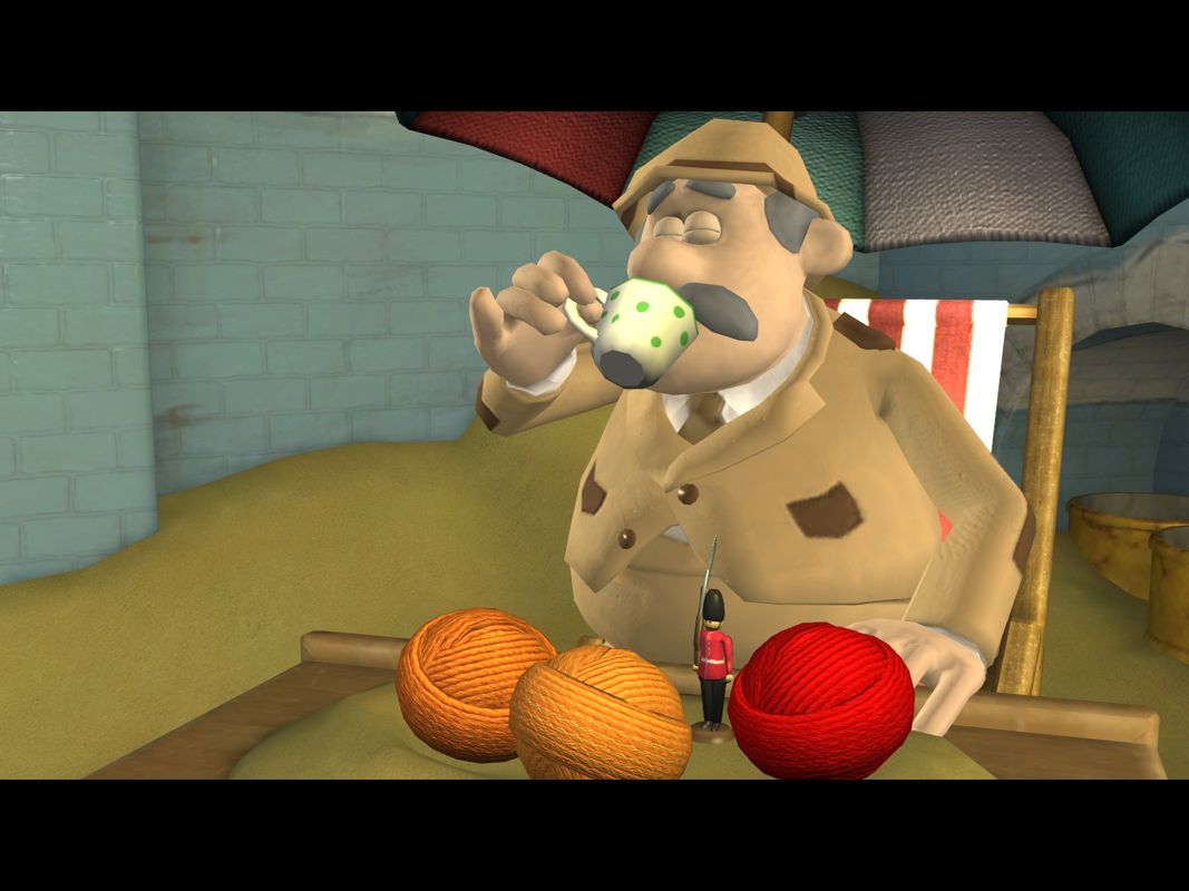 Wallace & Gromit in The Last Resort (Windows) screenshot: Major Crum re-enacting a famous battle I've never heard of.