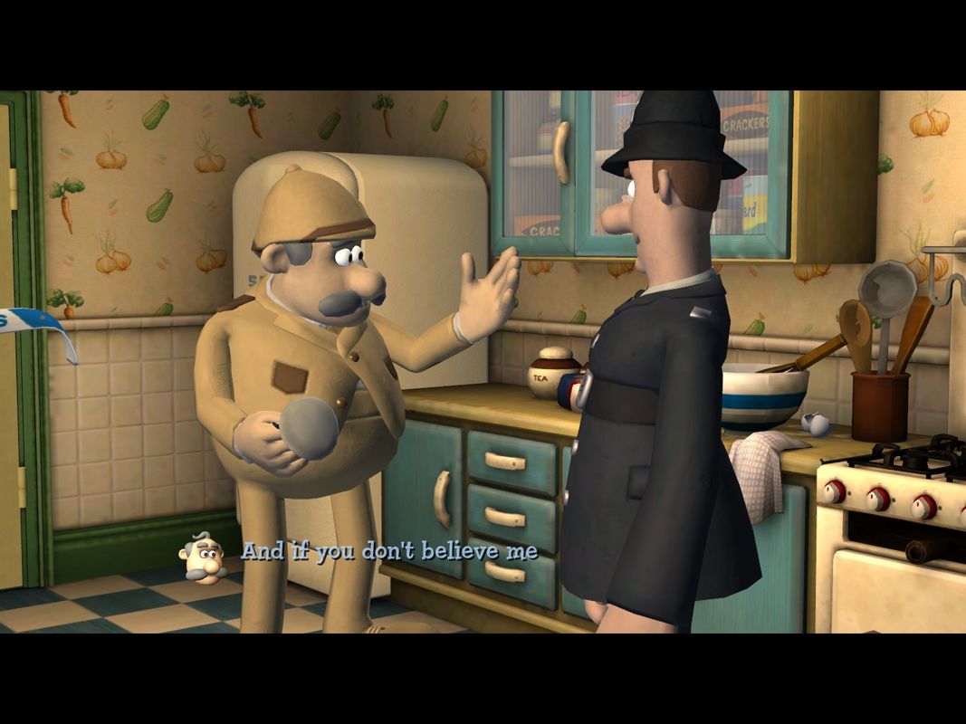 Wallace & Gromit in The Last Resort (Windows) screenshot: Major Crum saw who did it.