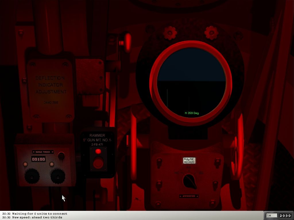 Destroyer Command (Windows) screenshot: Main turret at night