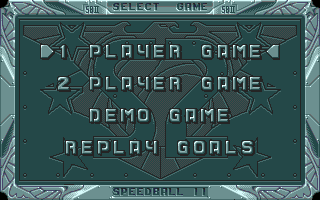 Speedball 2: Brutal Deluxe (DOS) screenshot: Main menu