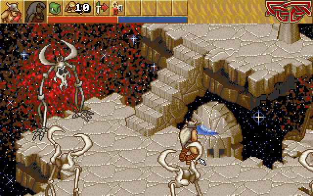 Heimdall 2: Into the Hall of Worlds (DOS) screenshot: near the fountain