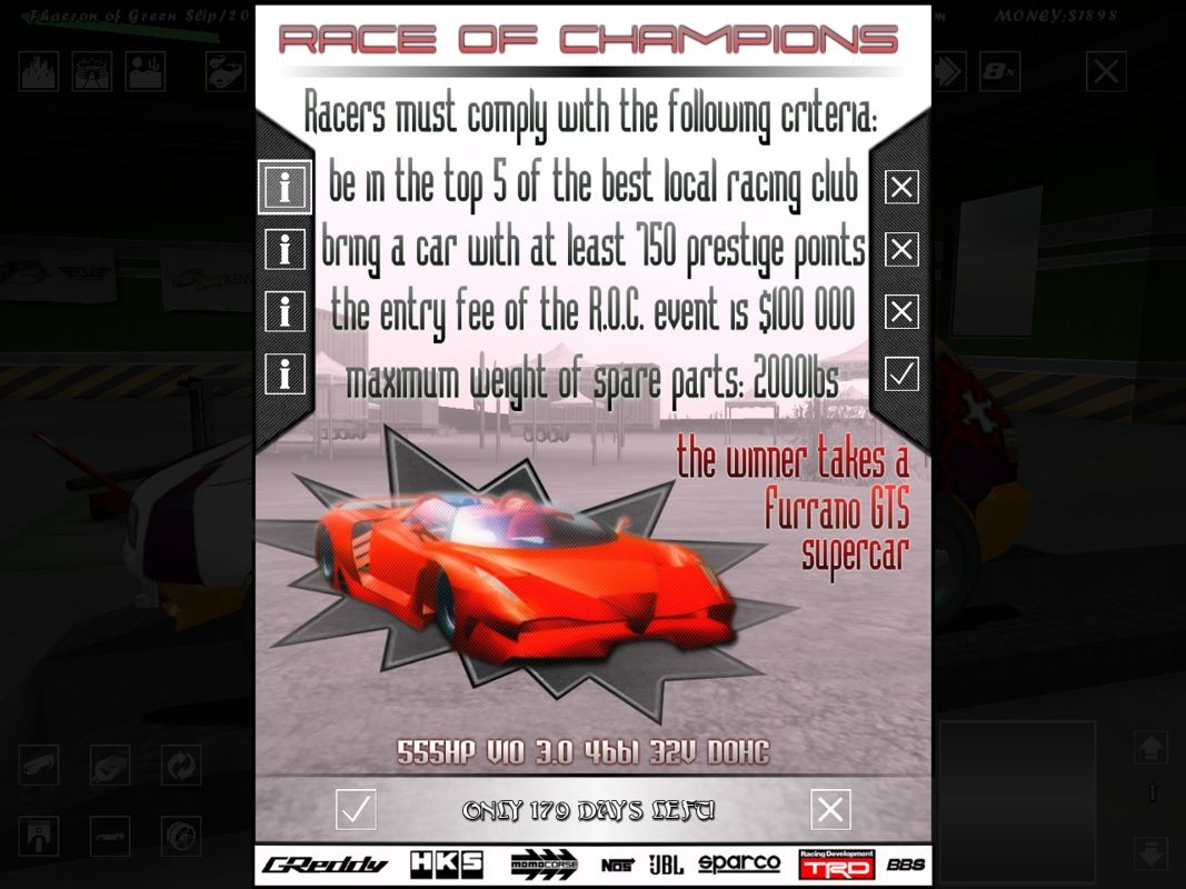 Street Legal Racing: Redline (Windows) screenshot: Race of Champions poster
