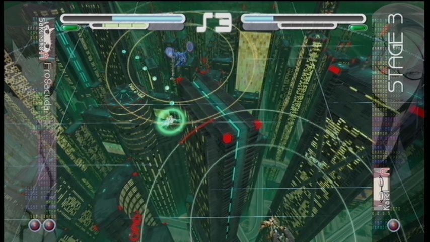 WarTech: Senko no Ronde (Xbox 360) screenshot: Battling above the city