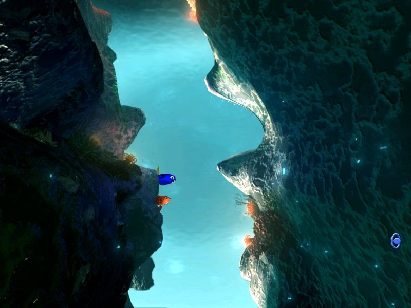 Disney•Pixar Finding Nemo (Windows) screenshot: Merlin and Dory looking at the abyss