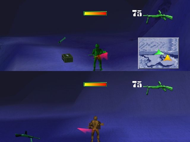Army Men: Sarge's Heroes (Windows) screenshot: Multiplayer game on snow map