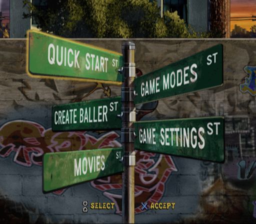 Street Hoops (PlayStation 2) screenshot: The main menu
