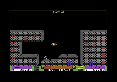 Space Taxi (Commodore 64) screenshot: Flying towards a passenger