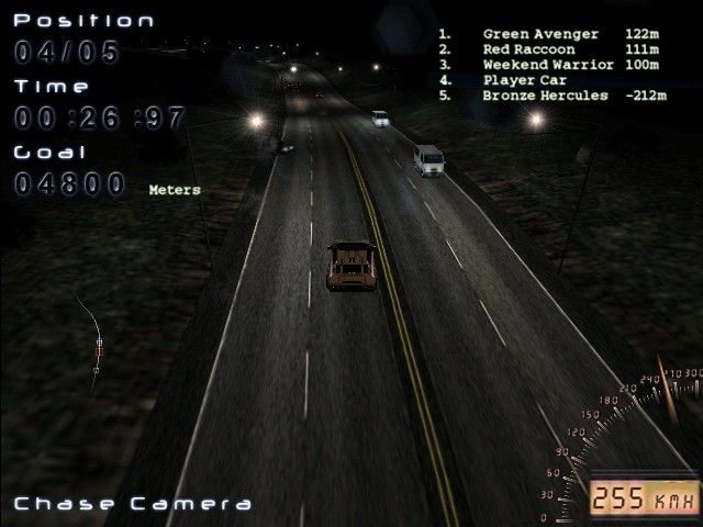 Midnight Racing (Windows) screenshot: The "chase camera"