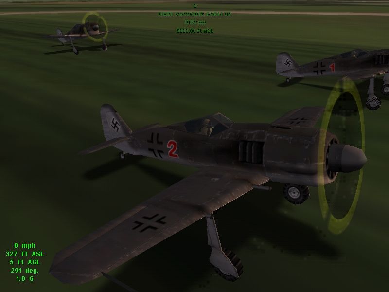 Jane's Combat Simulations: Attack Squadron (Windows) screenshot: German Fw190A-4 "Wurger" squadron ready for take off